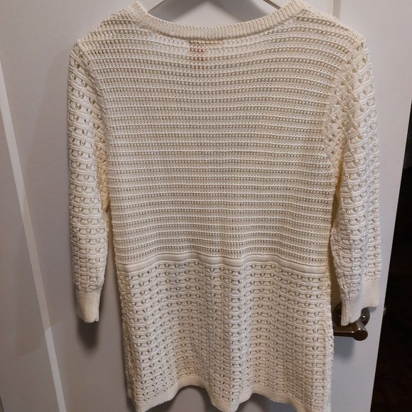 DKNY JEANS Cotton Acrylic Open Weave Cardigan/Sweater -Cream - Size Large - Picture 2 of 6
